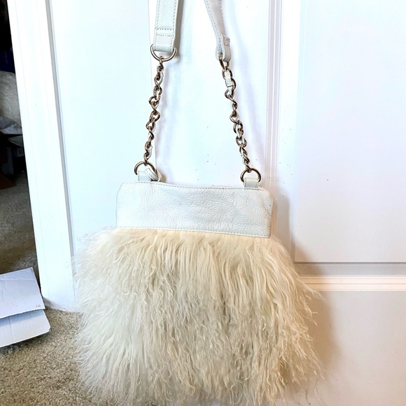 Aqua Madonna Handbags - Aqua Madonna White Mongolian lamb fur and leather handbag crossbody